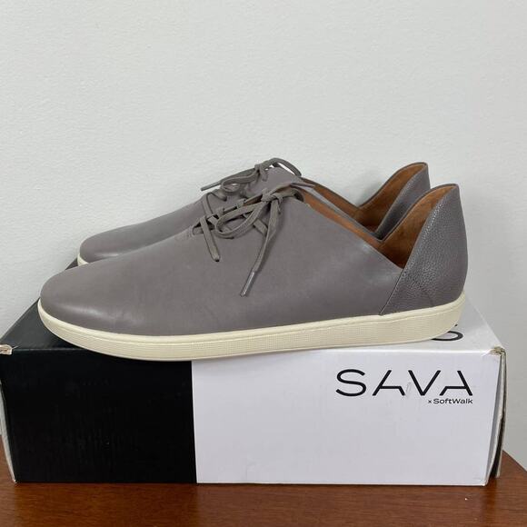 New SAVA x SoftWalk Neve Sneaker in Grey Leather Women's Size EU 42 - Picture 3 of 8
